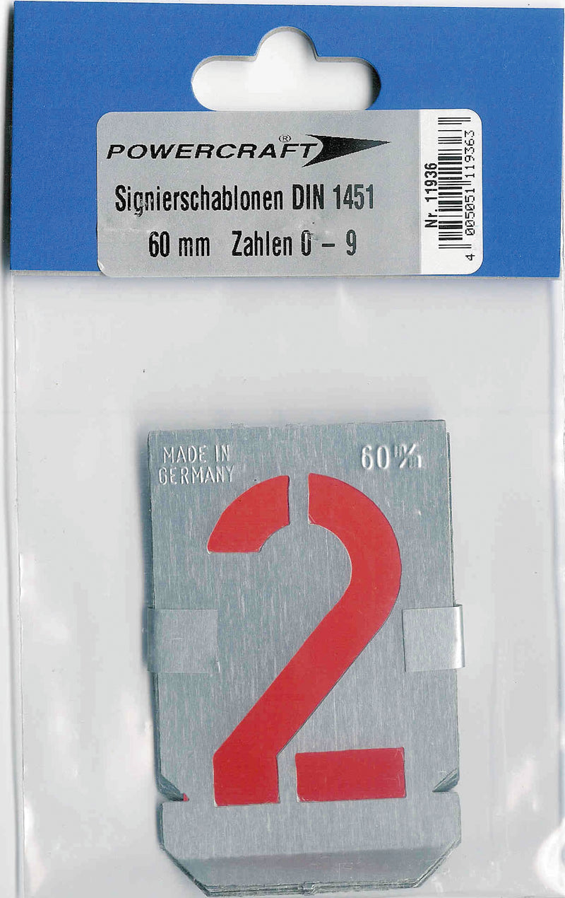 Signierschabonen Zahlen 0-9 20mm - 100mm