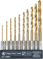 HSS-Bohrer-Satz, Titan beschichtet, 10-tlg.