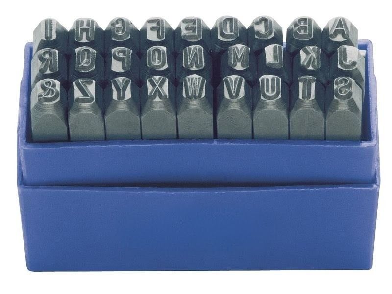AZ letter stamps, 27 pieces, 2-15 mm