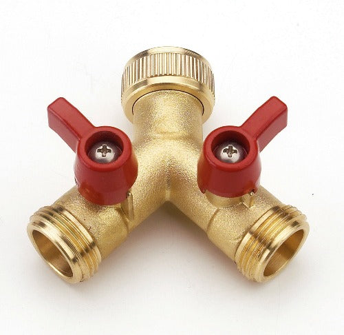 SILBERSPEER Wasserhahnanschluss mit 2 Abgängen in 3/4" und Zufluss-Regulierung Wasserhahn Silberspeer   