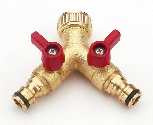 SILBERSPEER Wasserhahnanschluss mit 2 Abgänge, Schnellanschluss und Zufluss-Regulierung Wasserhahn Silberspeer   