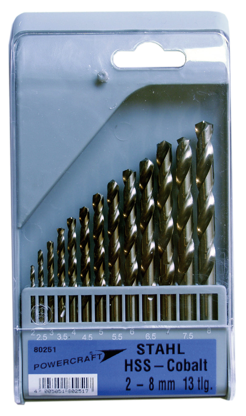 POWERCRAFT HSS-Cobalt Bohrersatz 13tlg. DIN 338 Bohrer Silberspeer   