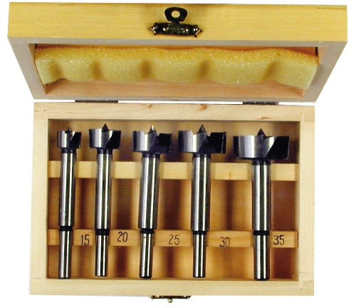 POWERCRAFT Forstner-Bohrersatz in Holzkassette 5tlg. Forstner Silberspeer   