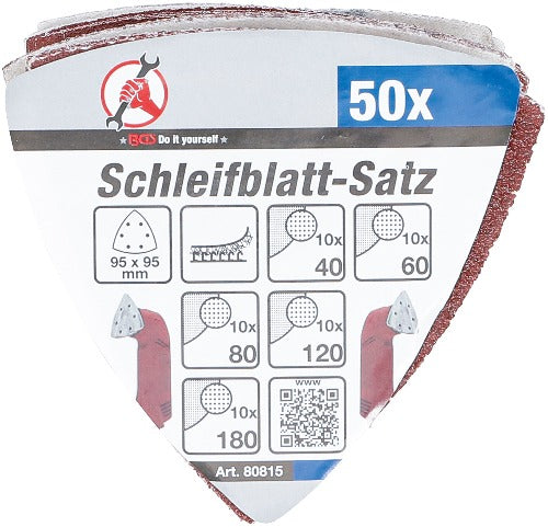 Silberspeer 50 Stück Dreieckschleifpapier mit Klett 95x95 mm Schleifscheibe gelocht mit Klett Silberspeer   